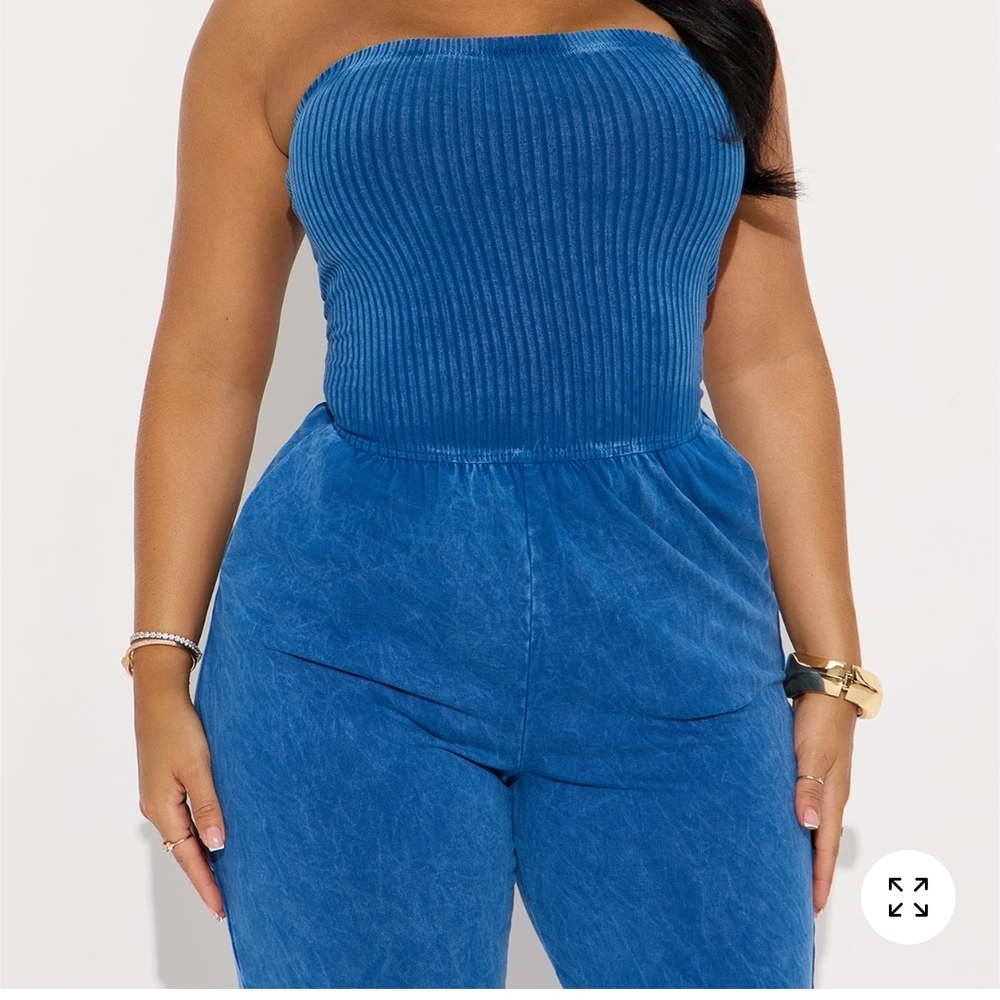 Fashion Nova Strapless Blue Jumpsuit - Picture 8 of 8